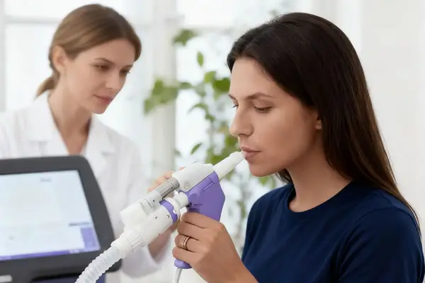 Vienna Patient getting Pulmonary Function Testing